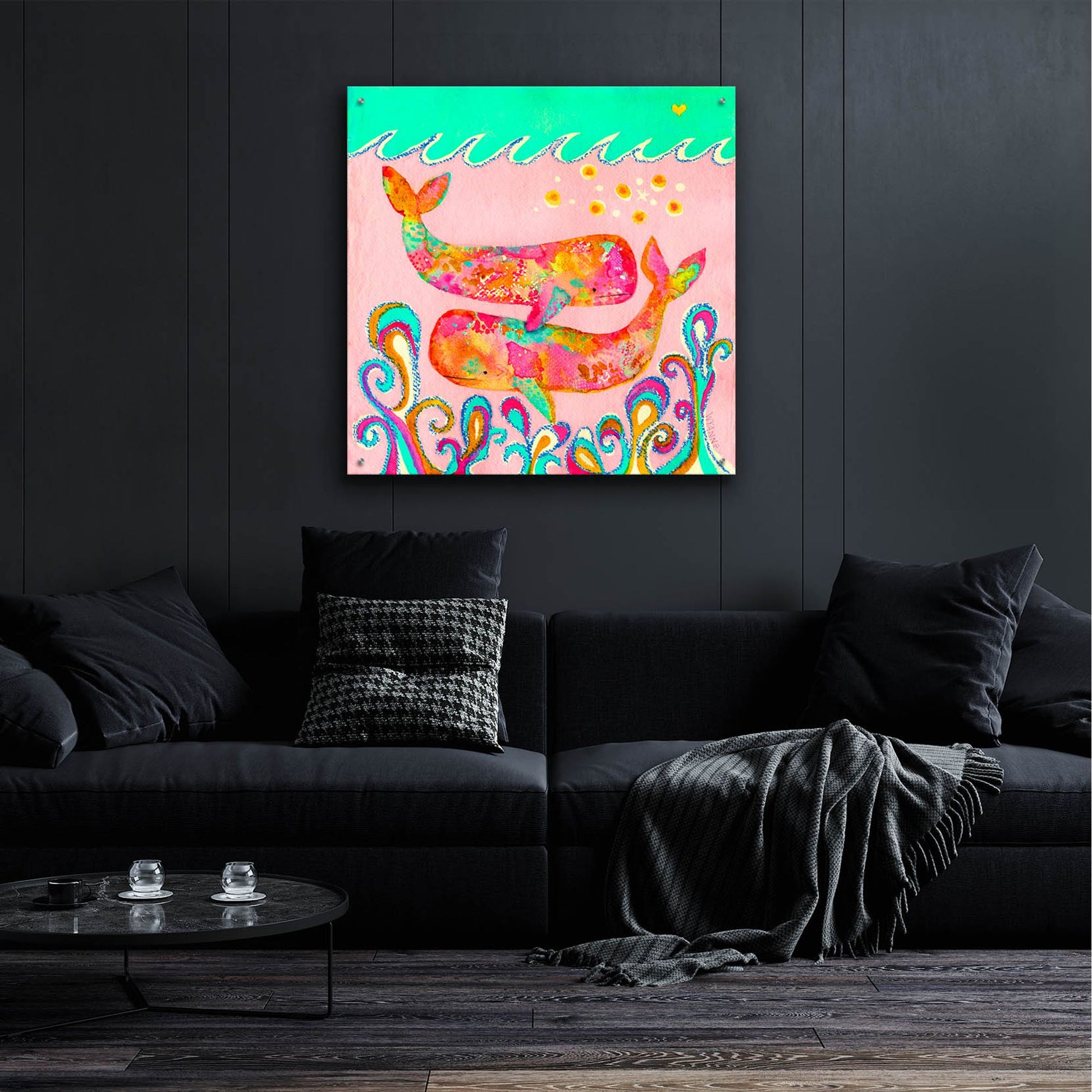 Epic Art 'Pink Whales' by Wyanne, Acrylic Glass Wall Art,36x36