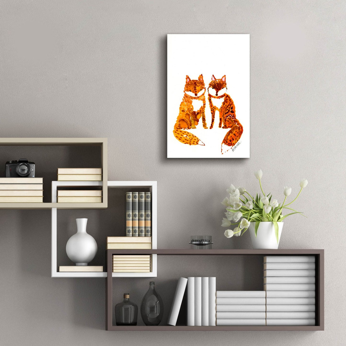 Epic Art 'Two Baby Foxes' by Wyanne, Acrylic Glass Wall Art,16x24