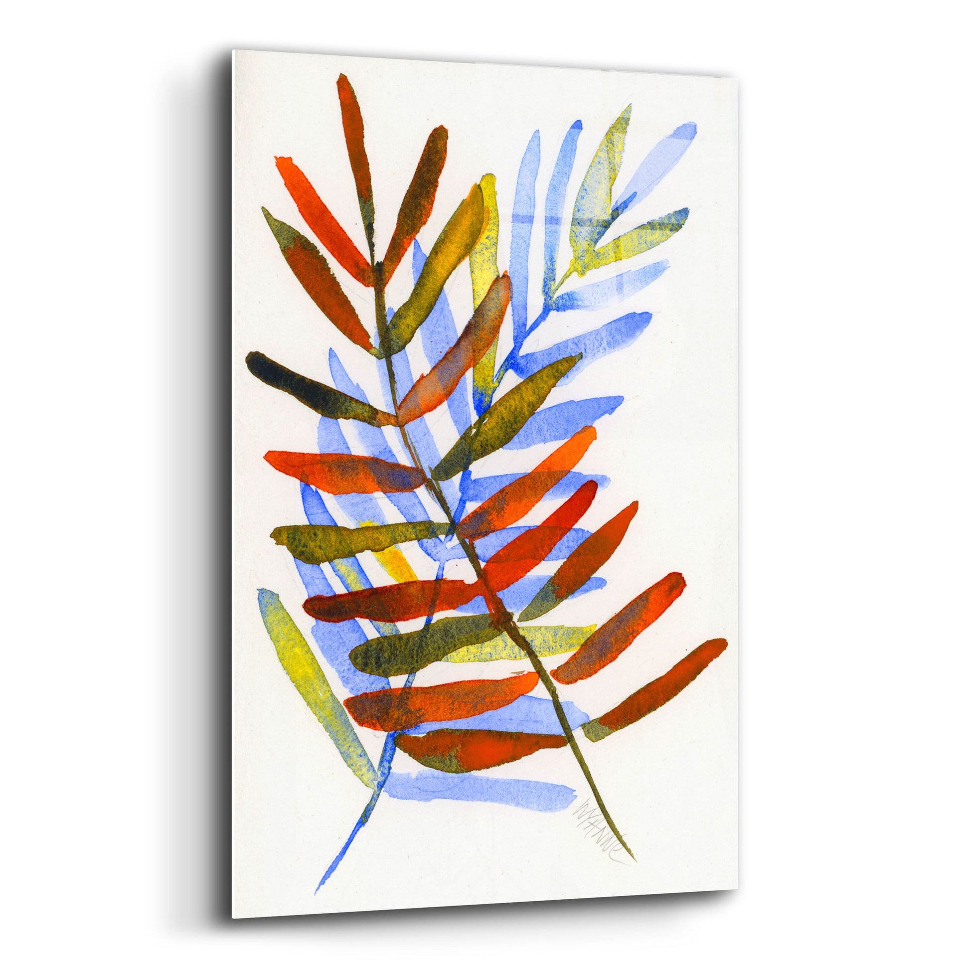 Epic Art 'Blue and Orange Leaves' by Wyanne, Acrylic Glass Wall Art,12x16