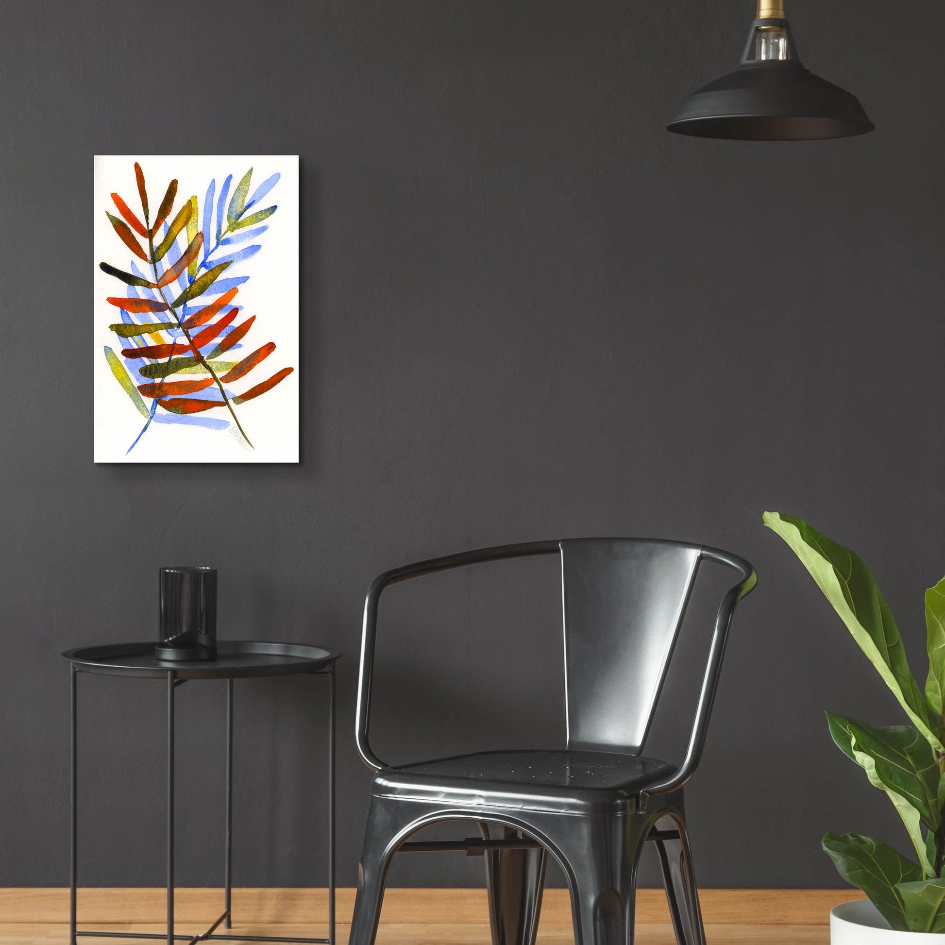 Epic Art 'Blue and Orange Leaves' by Wyanne, Acrylic Glass Wall Art,16x24