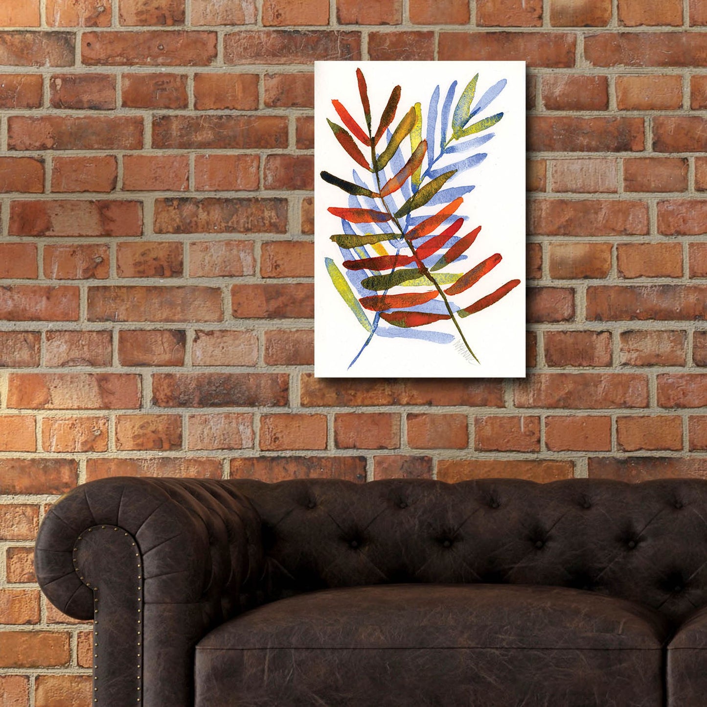 Epic Art 'Blue and Orange Leaves' by Wyanne, Acrylic Glass Wall Art,16x24