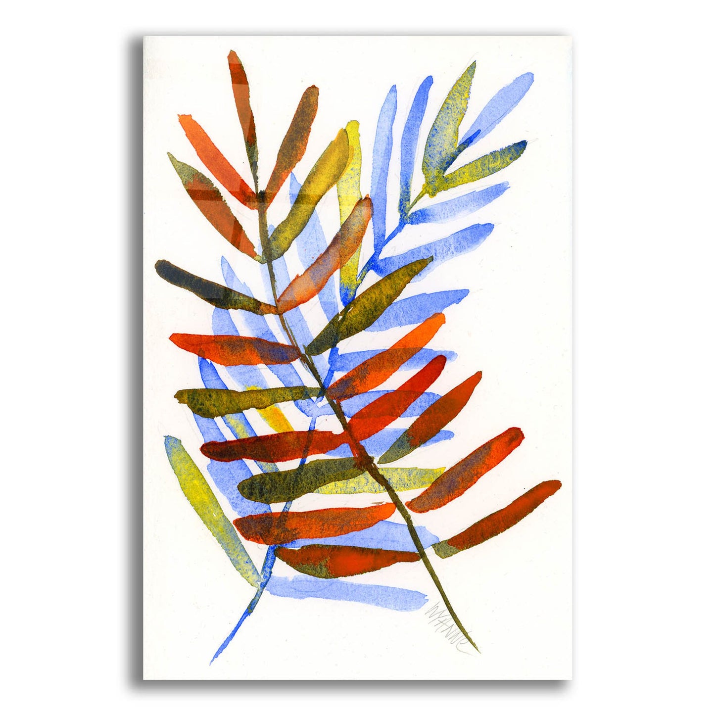 Epic Art 'Blue and Orange Leaves' by Wyanne, Acrylic Glass Wall Art