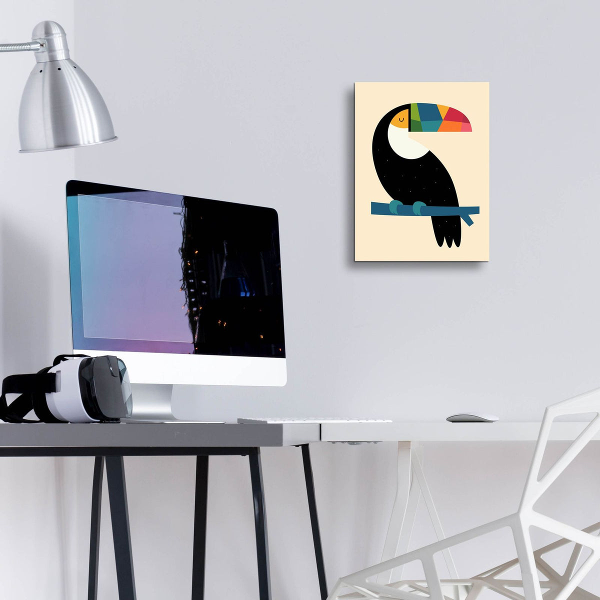 Rainbow Toucan by Andy Westface - 12x16 acrylic wall art in a room