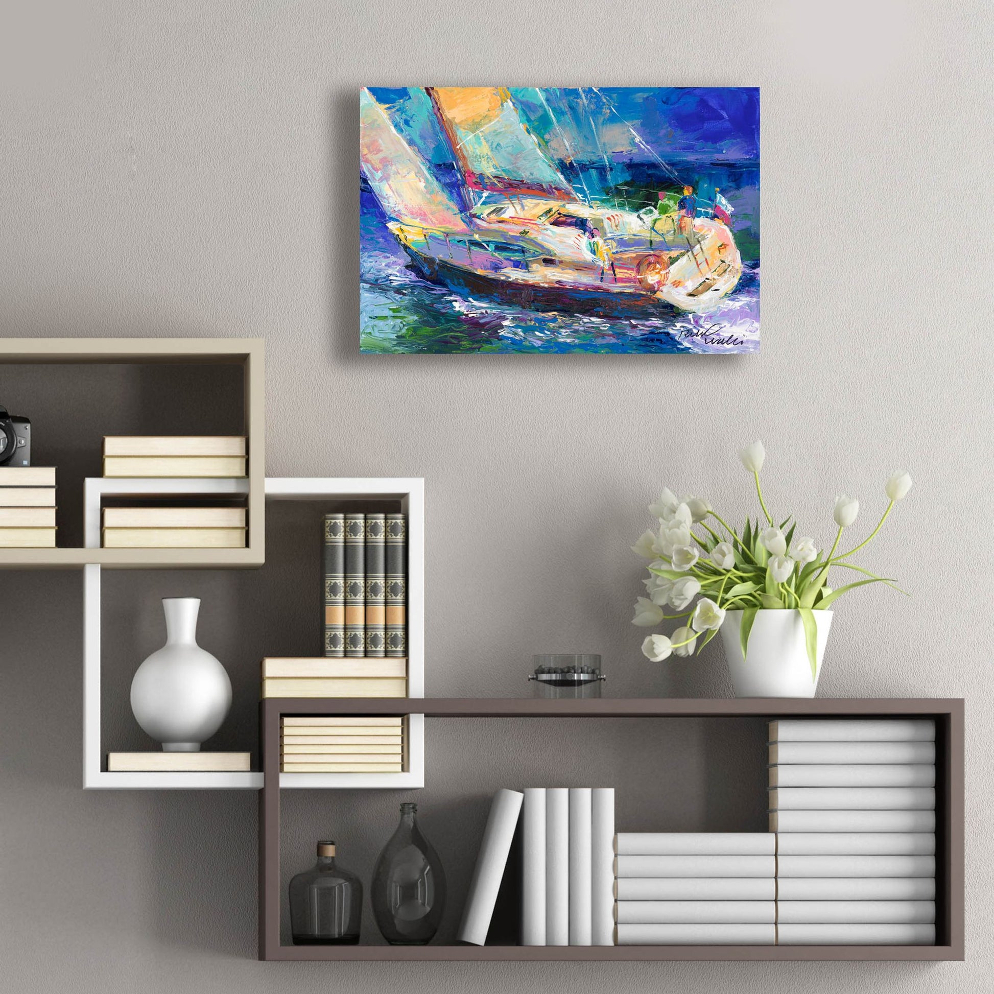 Epic Art 'Sailboat 2' by Richard Wallich, Acrylic Glass Wall Art,24x16