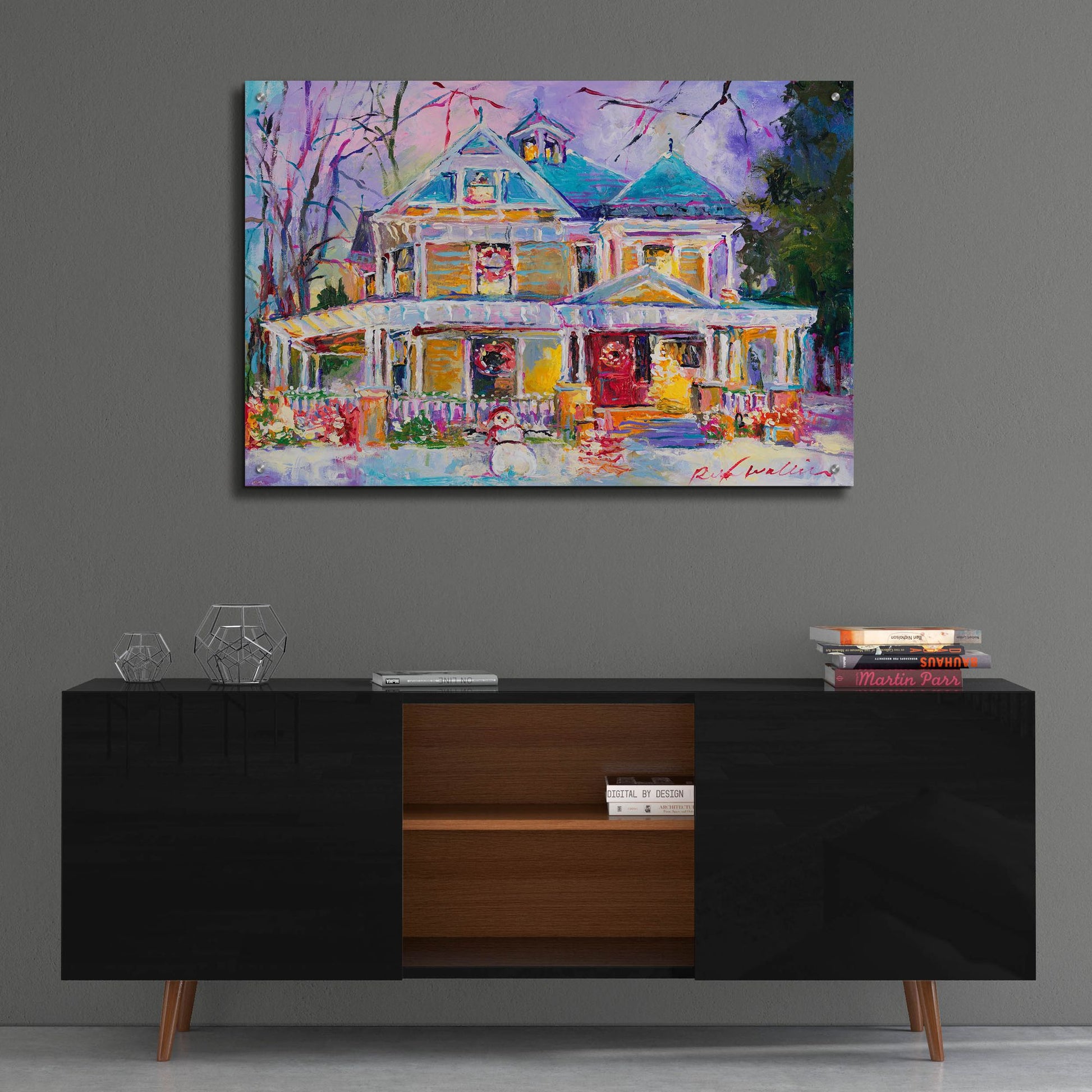 Epic Art 'Christmas House' by Richard Wallich, Acrylic Glass Wall Art,36x24