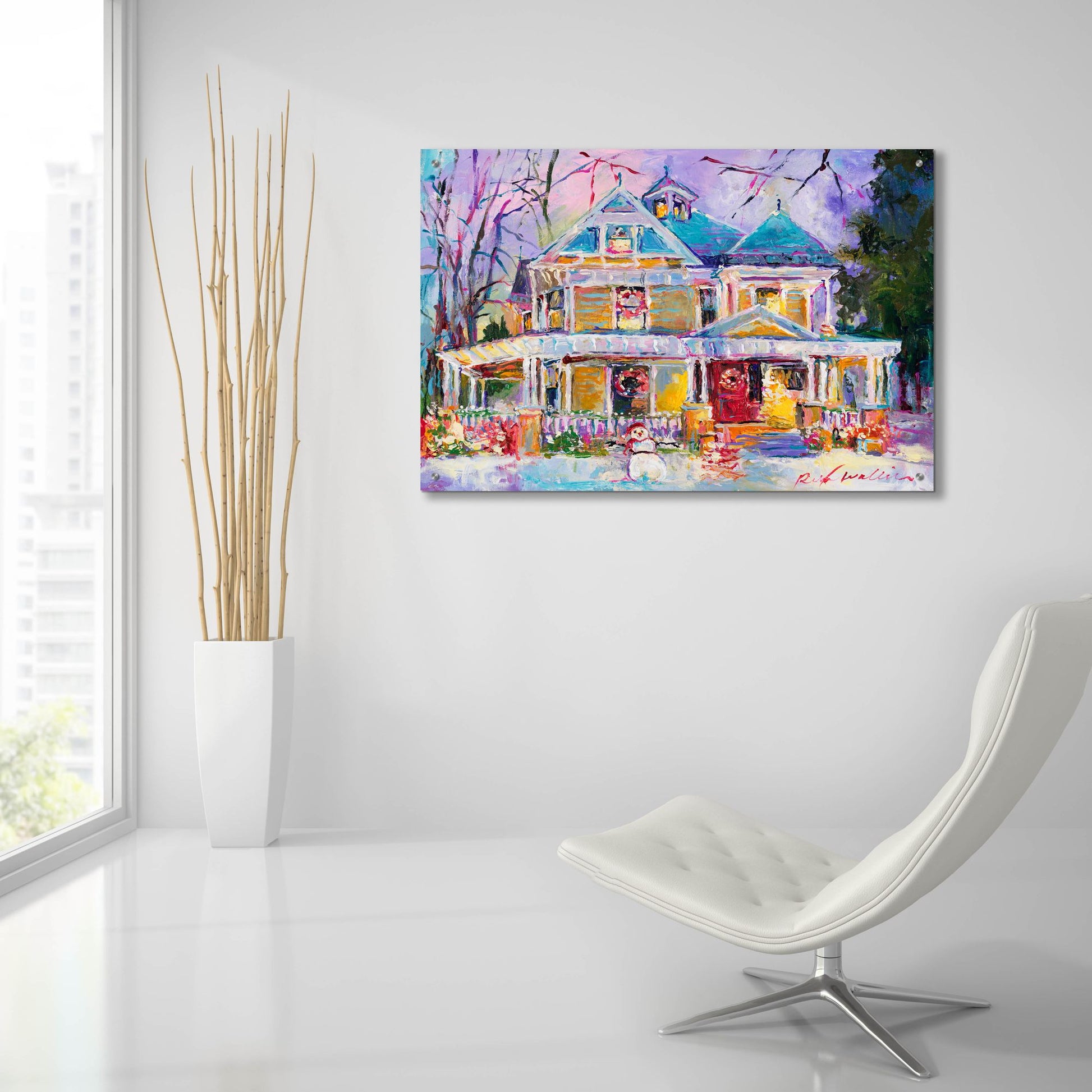 Epic Art 'Christmas House' by Richard Wallich, Acrylic Glass Wall Art,36x24