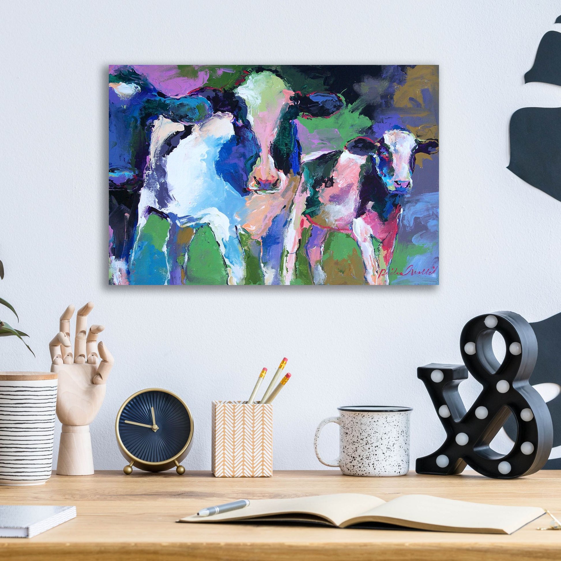 Epic Art 'Art 3 Cows' by Richard Wallich, Acrylic Glass Wall Art,16x12