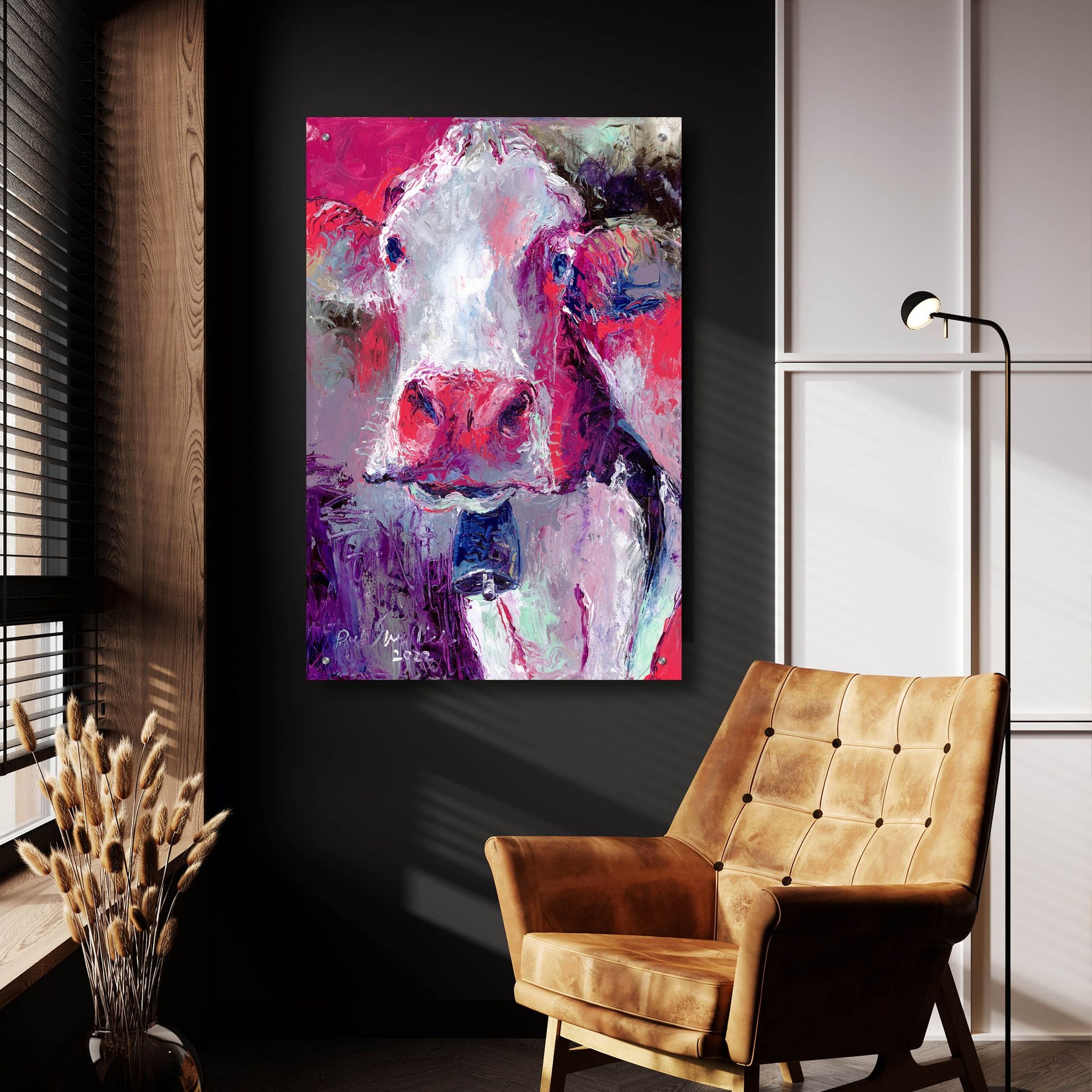 Epic Art 'Red Cow' by Richard Wallich, Acrylic Glass Wall Art,24x36