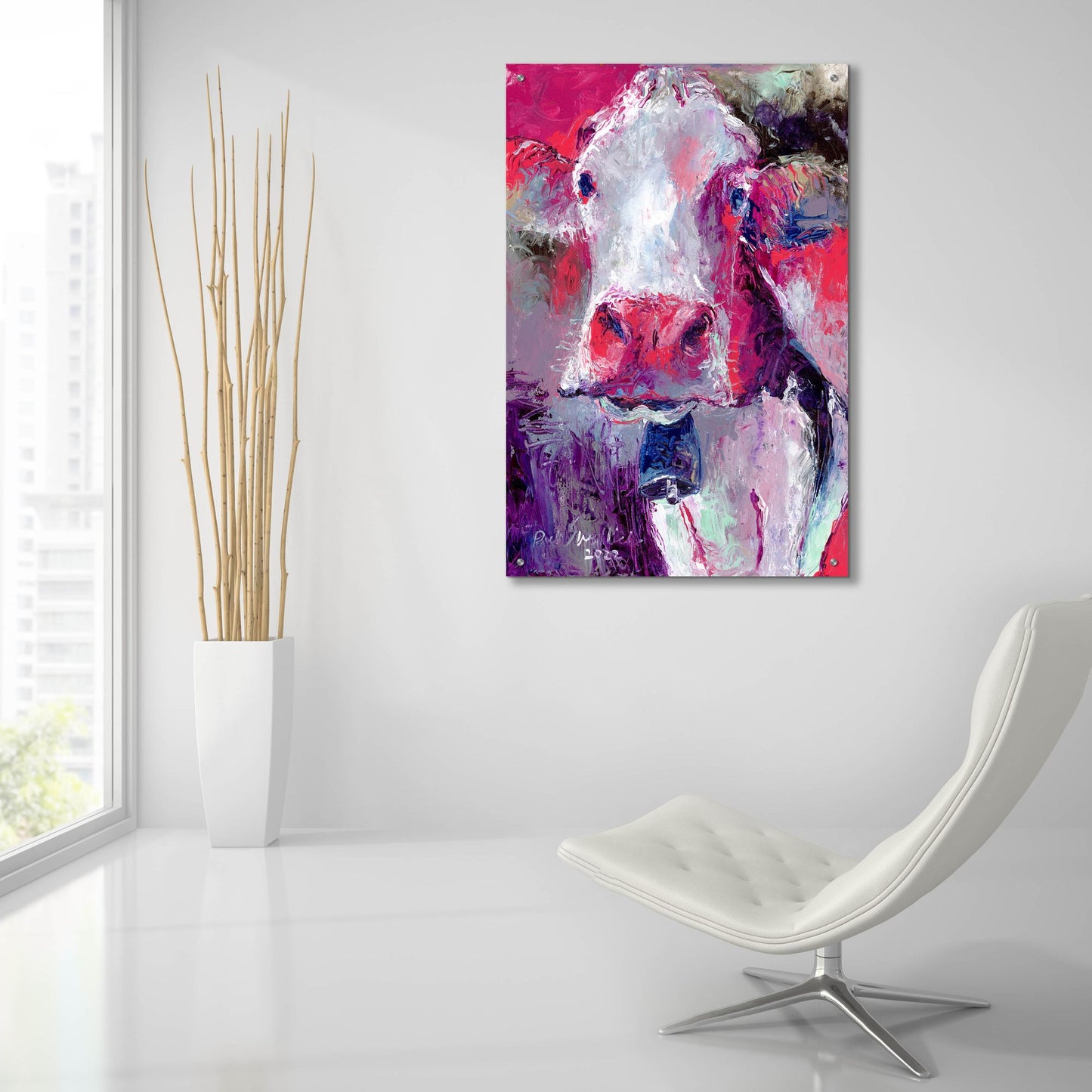 Epic Art 'Red Cow' by Richard Wallich, Acrylic Glass Wall Art,24x36