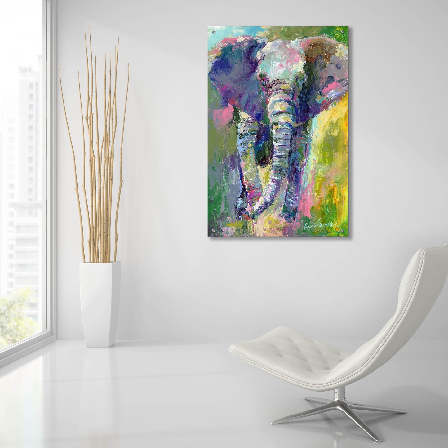 Epic Art 'Big Blue Elephant' by Richard Wallich, Acrylic Glass Wall Art,24x36