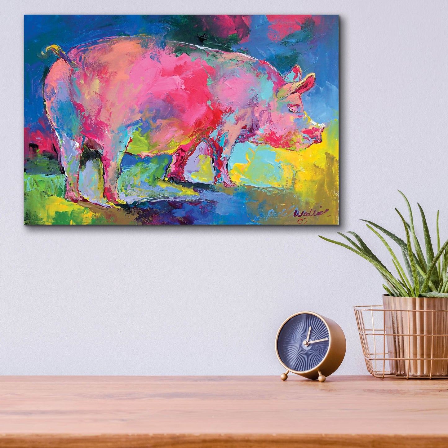 Epic Art 'Piggie' by Richard Wallich, Acrylic Glass Wall Art,16x12