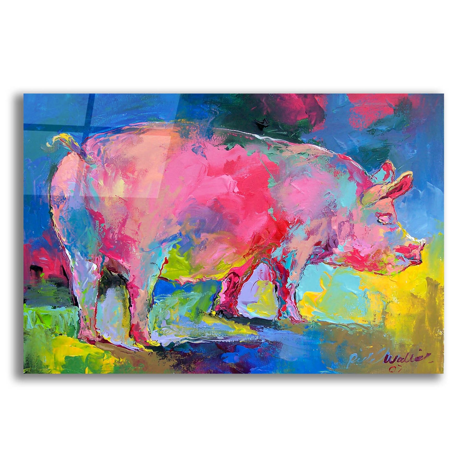 Epic Art 'Piggie' by Richard Wallich, Acrylic Glass Wall Art,24x16