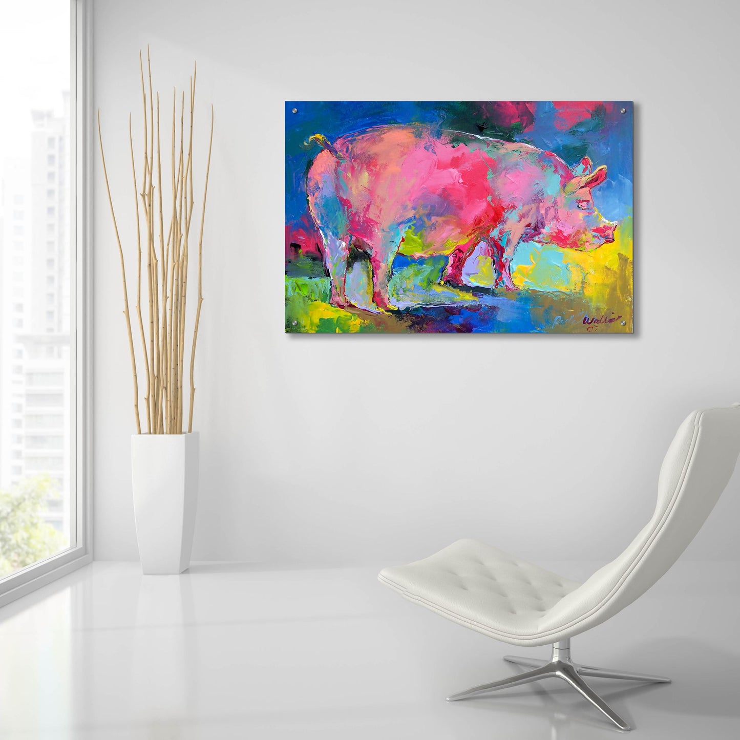 Epic Art 'Piggie' by Richard Wallich, Acrylic Glass Wall Art,36x24