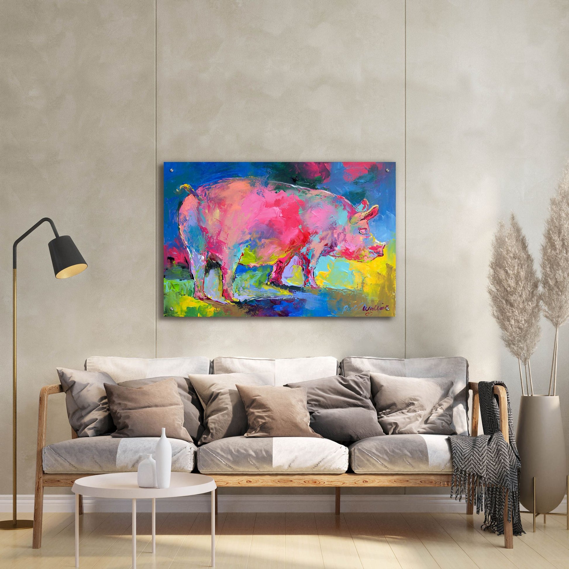 Epic Art 'Piggie' by Richard Wallich, Acrylic Glass Wall Art,36x24