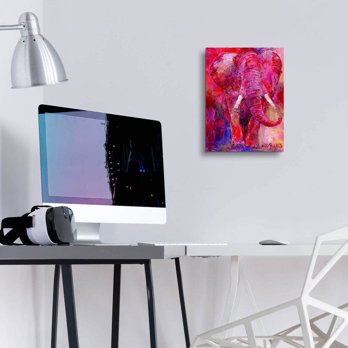 Epic Art 'Pink Elephant' by Richard Wallich, Acrylic Glass Wall Art,12x16
