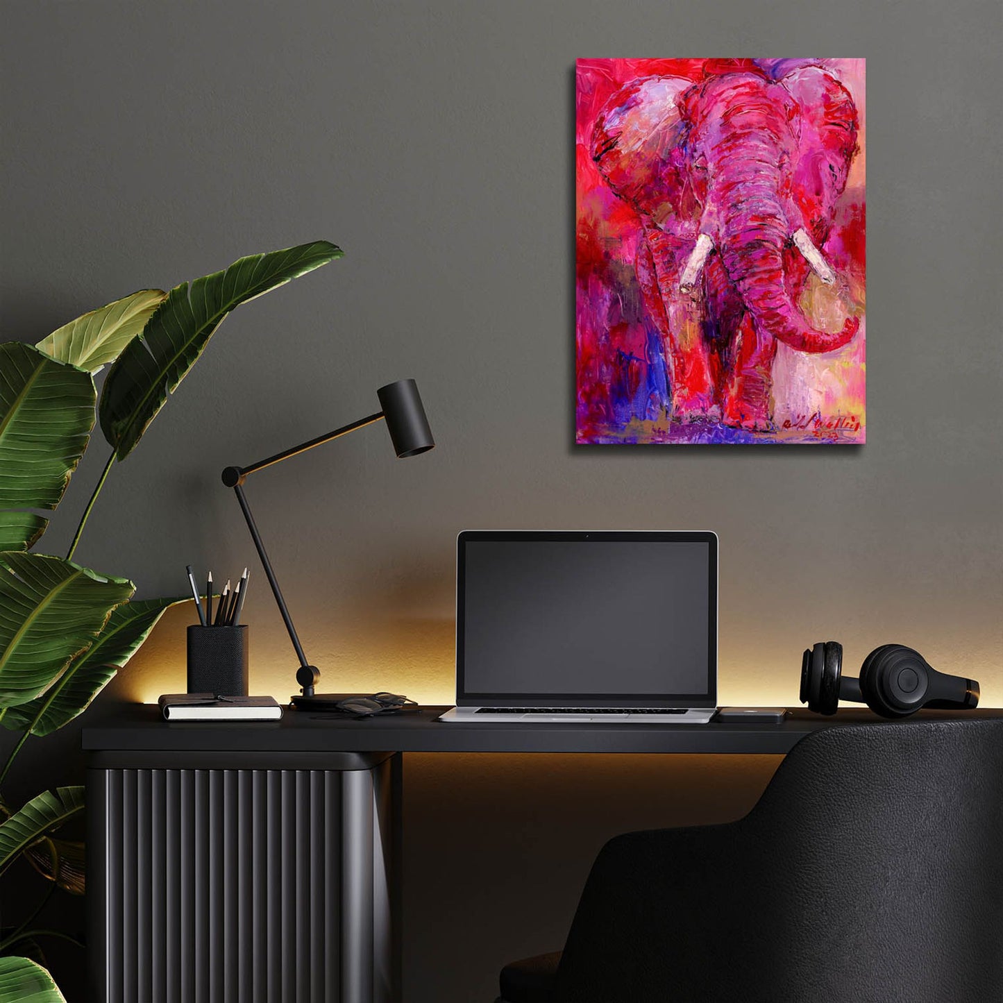 Epic Art 'Pink Elephant' by Richard Wallich, Acrylic Glass Wall Art,12x16