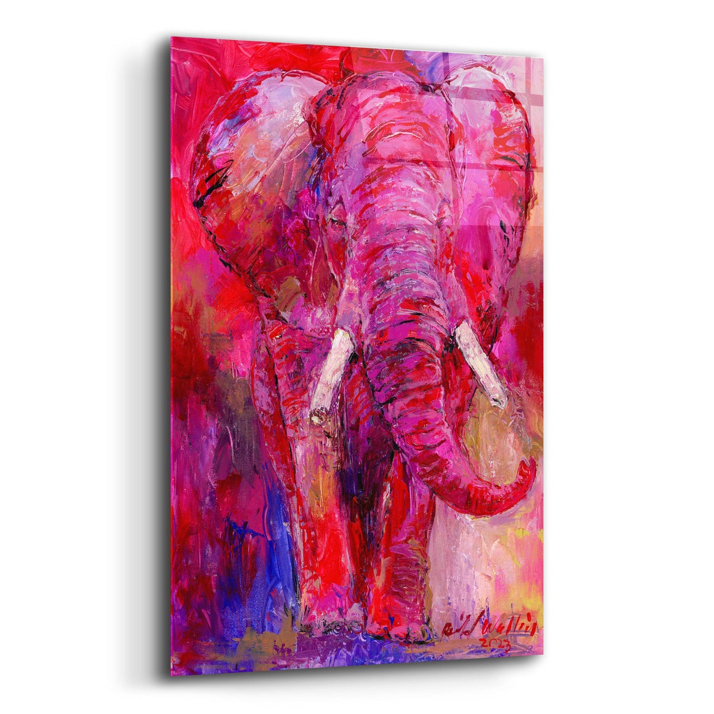 Epic Art 'Pink Elephant' by Richard Wallich, Acrylic Glass Wall Art,16x24