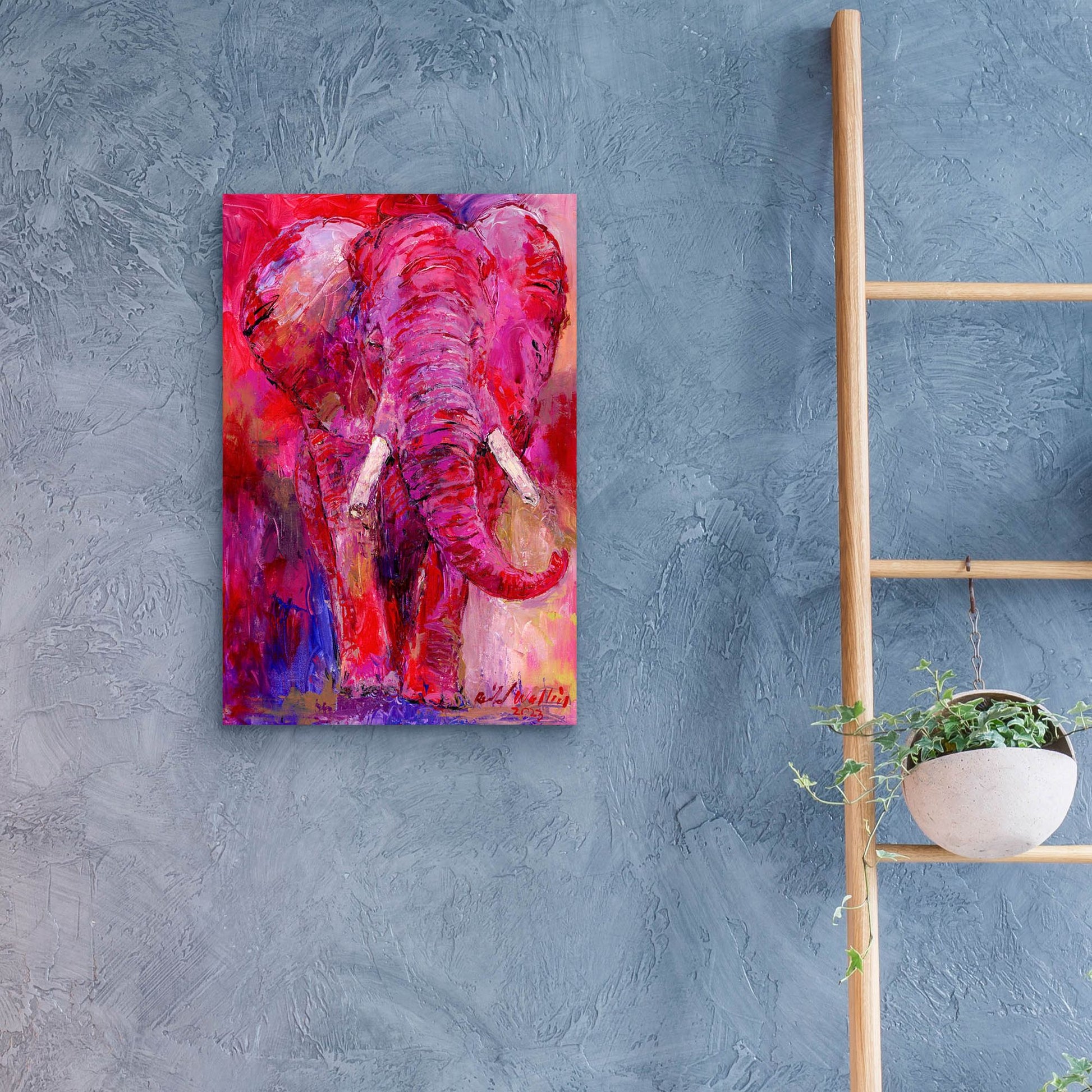 Epic Art 'Pink Elephant' by Richard Wallich, Acrylic Glass Wall Art,16x24