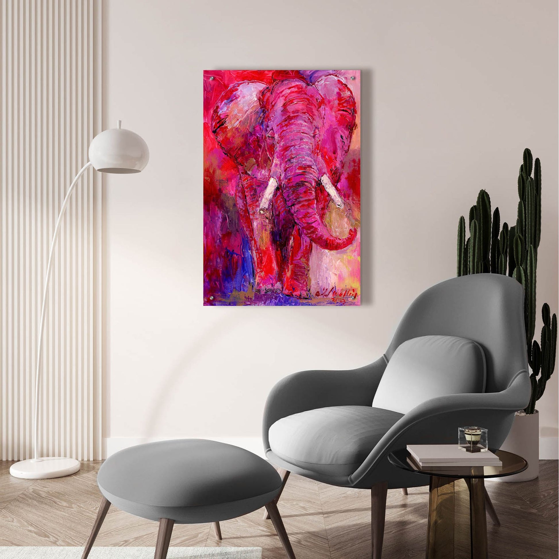 Epic Art 'Pink Elephant' by Richard Wallich, Acrylic Glass Wall Art,24x36