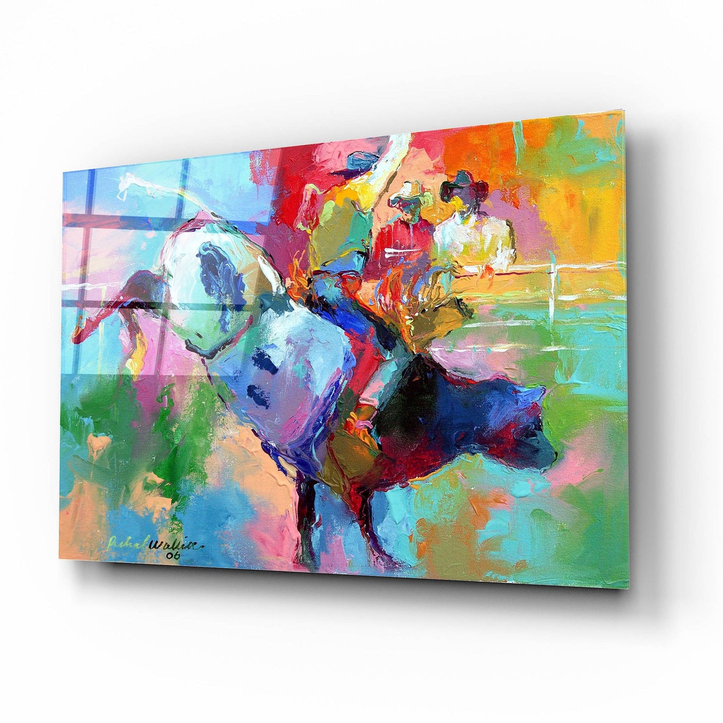 Epic Art 'Bull Riding' by Richard Wallich, Acrylic Glass Wall Art,16x12