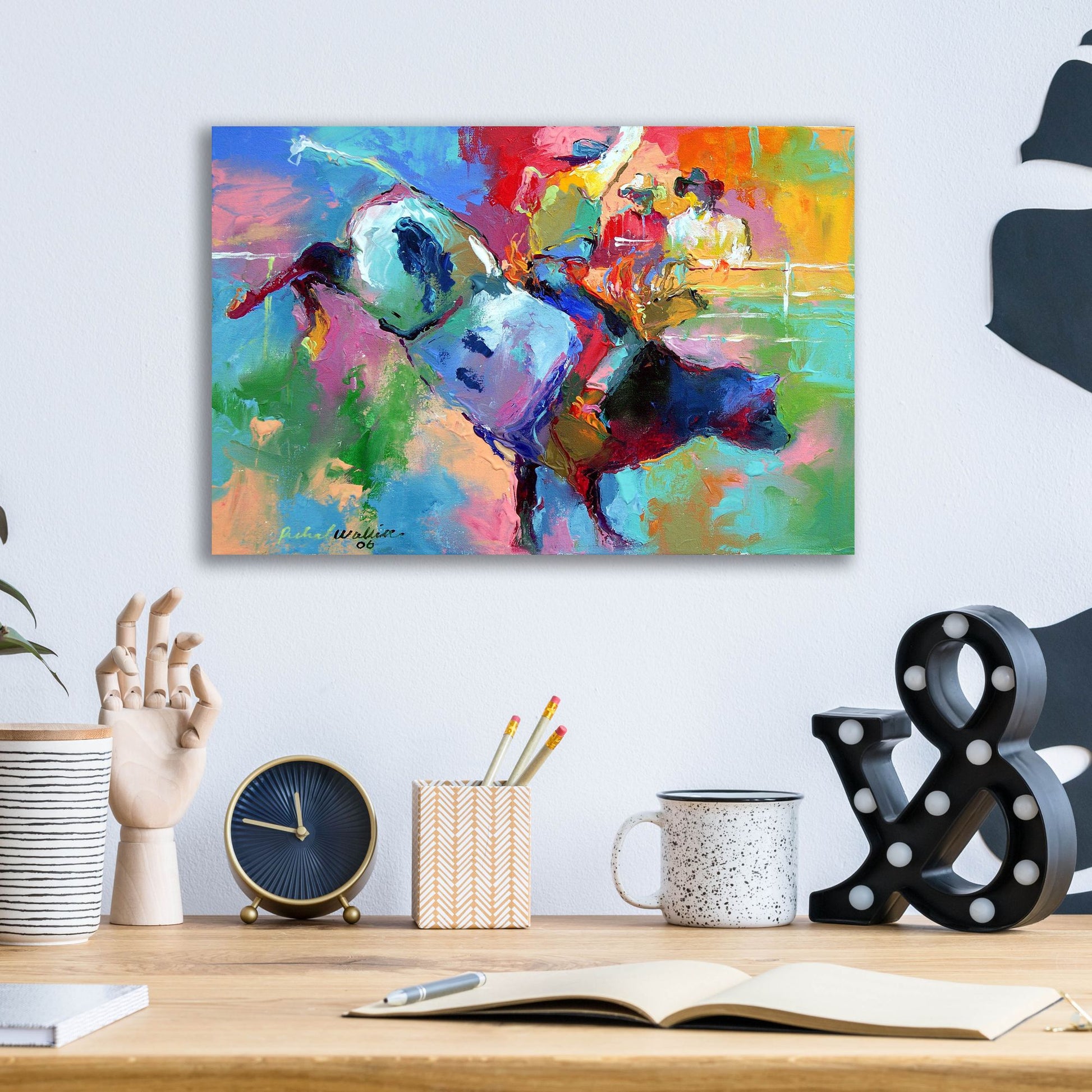 Epic Art 'Bull Riding' by Richard Wallich, Acrylic Glass Wall Art,16x12