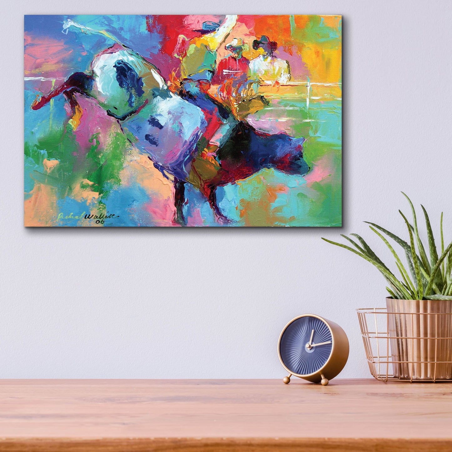 Epic Art 'Bull Riding' by Richard Wallich, Acrylic Glass Wall Art,16x12