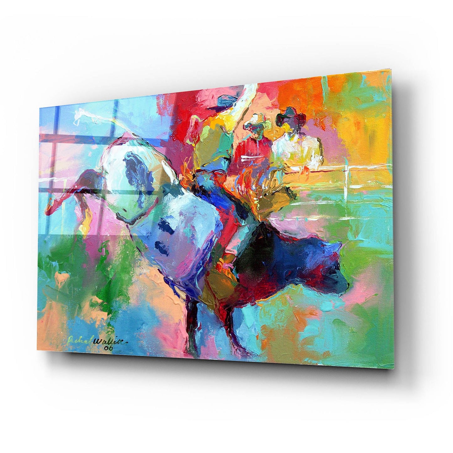 Epic Art 'Bull Riding' by Richard Wallich, Acrylic Glass Wall Art,24x16