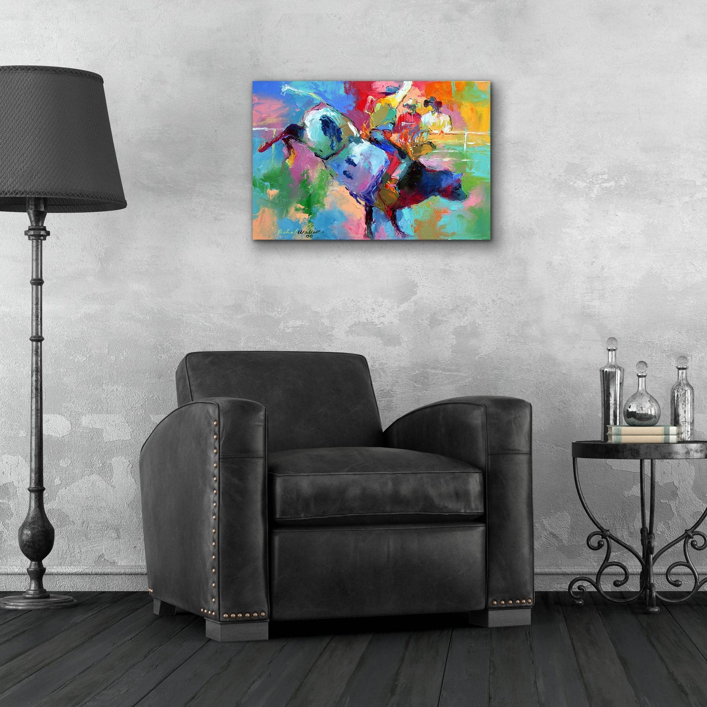 Epic Art 'Bull Riding' by Richard Wallich, Acrylic Glass Wall Art,24x16