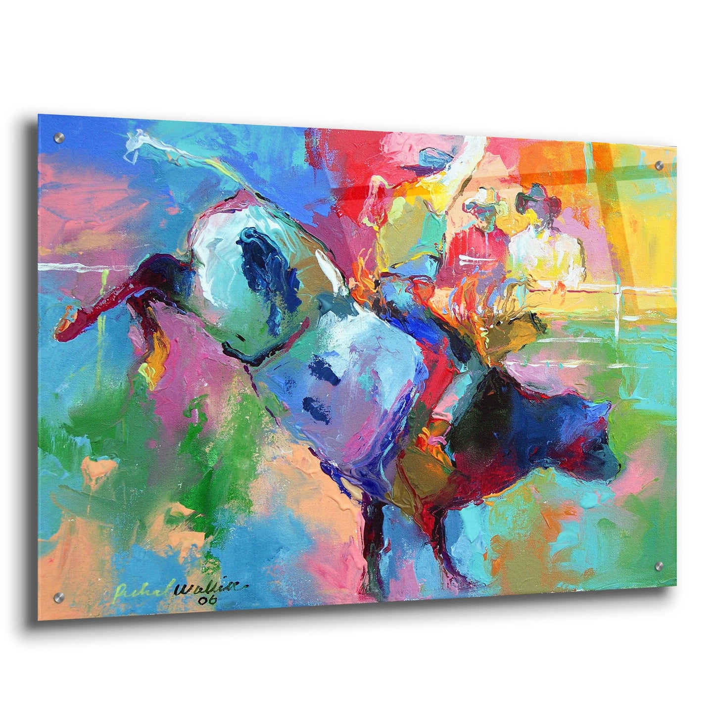 Epic Art 'Bull Riding' by Richard Wallich, Acrylic Glass Wall Art,36x24