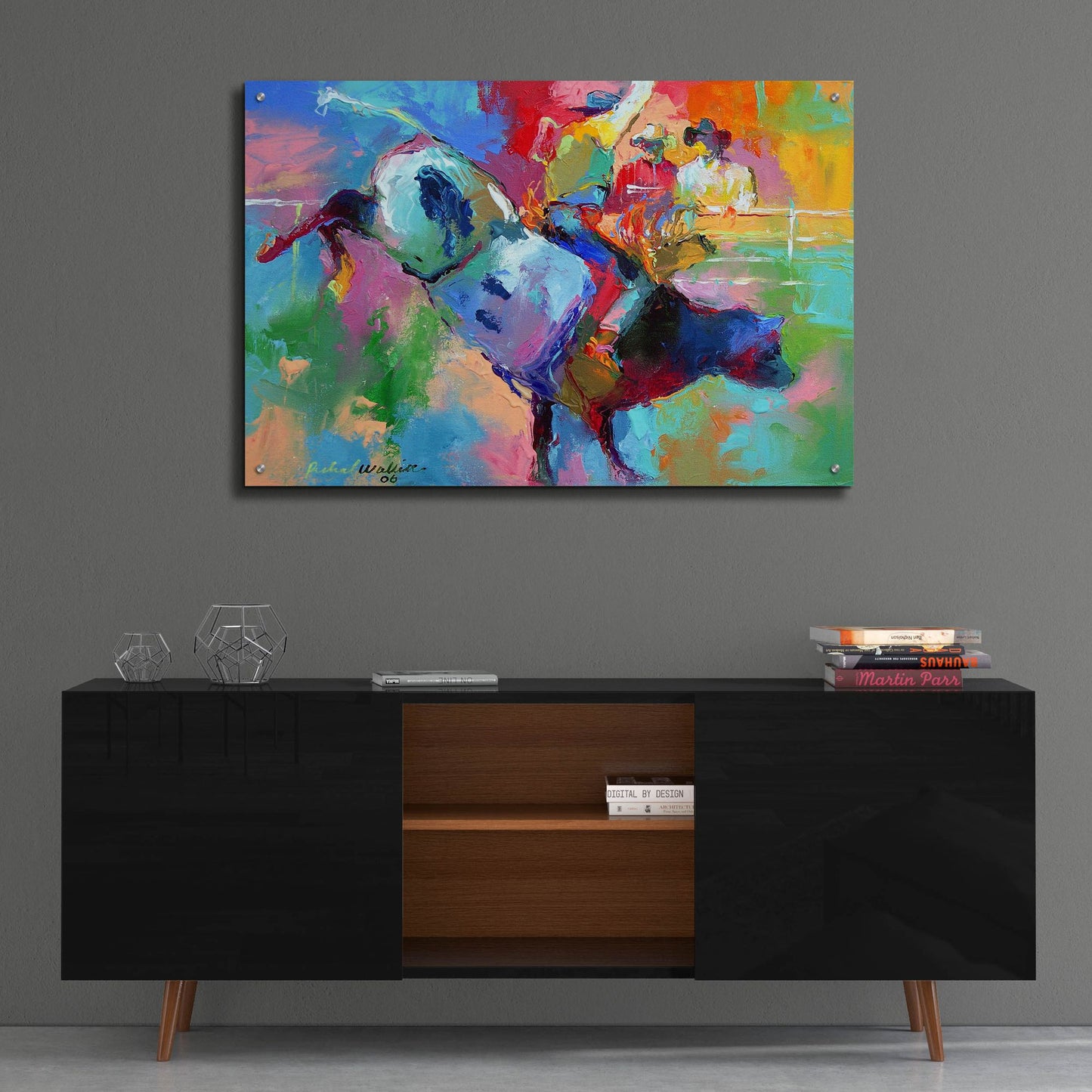 Epic Art 'Bull Riding' by Richard Wallich, Acrylic Glass Wall Art,36x24