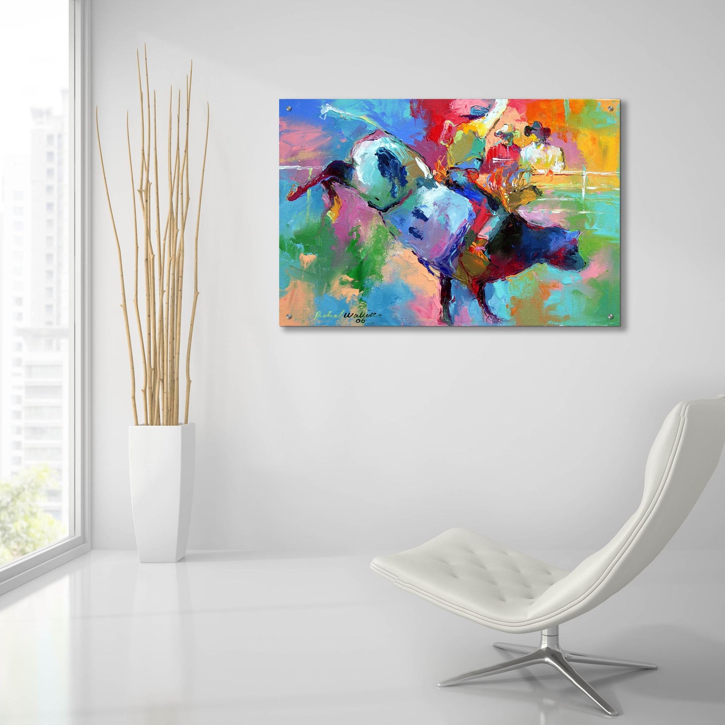 Epic Art 'Bull Riding' by Richard Wallich, Acrylic Glass Wall Art,36x24