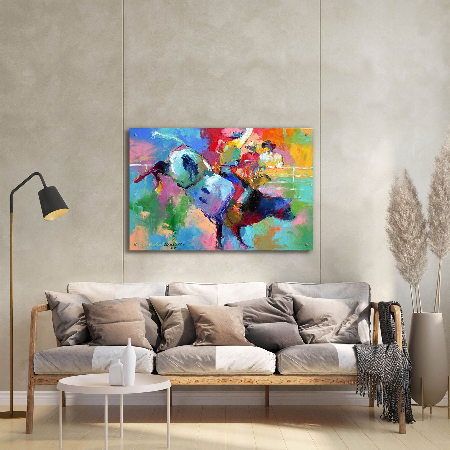 Epic Art 'Bull Riding' by Richard Wallich, Acrylic Glass Wall Art,36x24