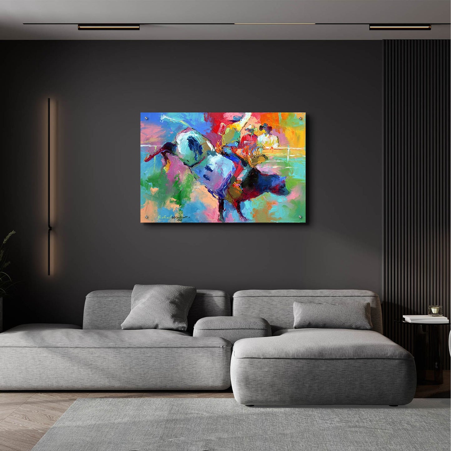 Epic Art 'Bull Riding' by Richard Wallich, Acrylic Glass Wall Art,36x24