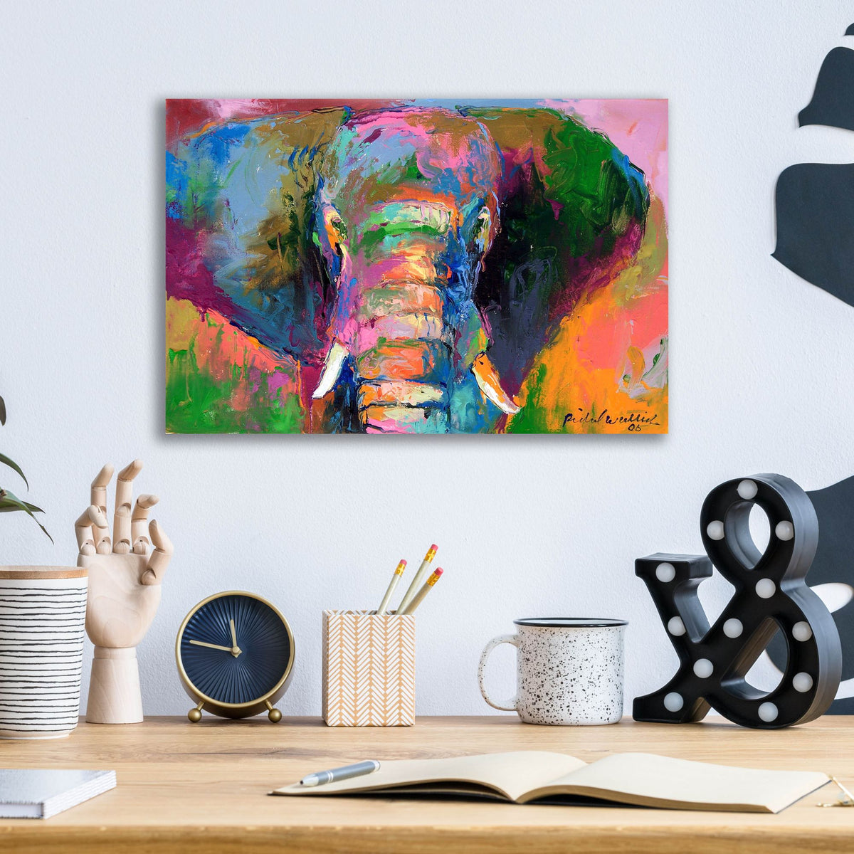 Epic Art 'Elephant 2' by Richard Wallich, Acrylic Glass Wall Art,16x12
