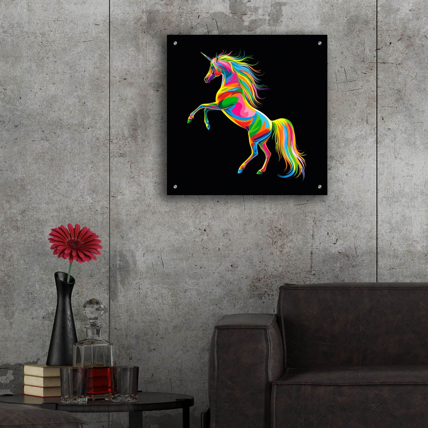 Epic Art 'Unicorn' by Bob Weer, Acrylic Glass Wall Art,24x24