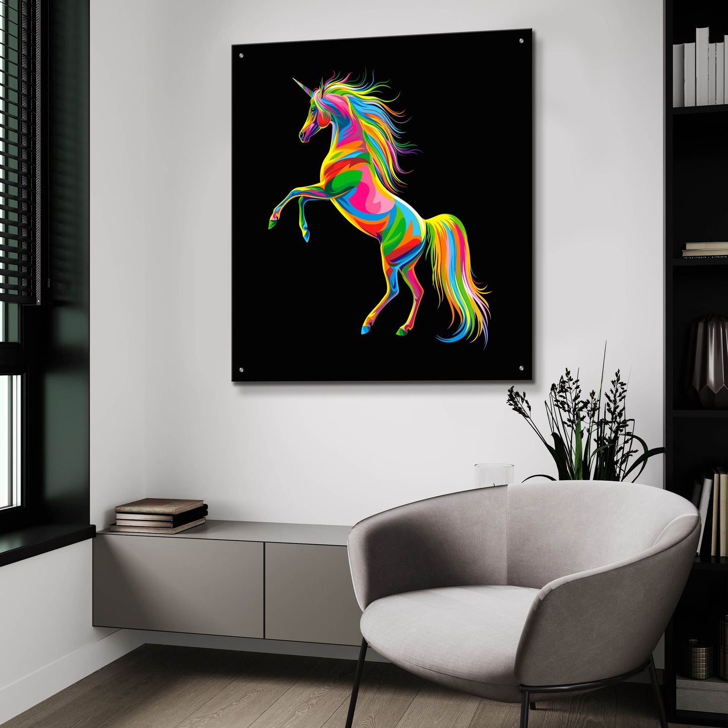 Epic Art 'Unicorn' by Bob Weer, Acrylic Glass Wall Art,36x36