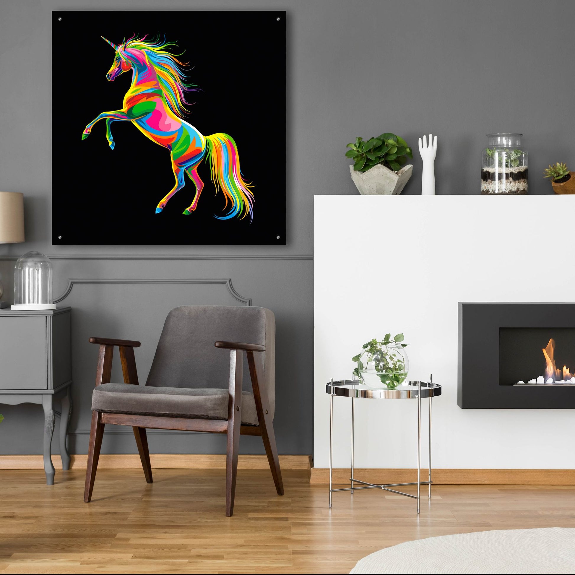 Epic Art 'Unicorn' by Bob Weer, Acrylic Glass Wall Art,36x36