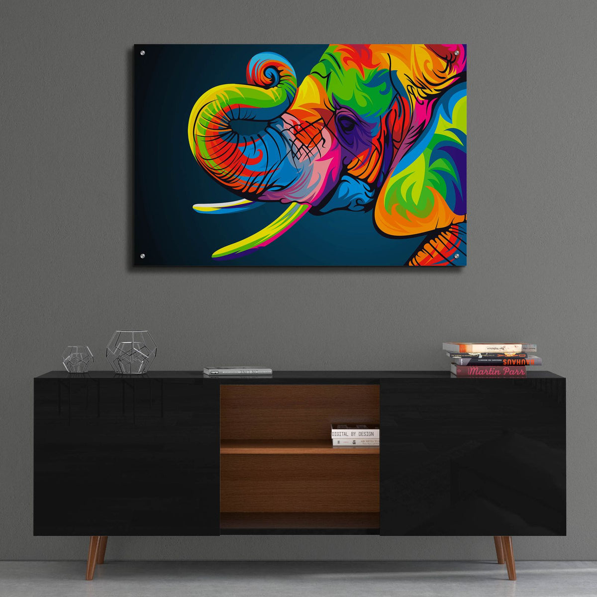 Elephant by Bob Weer - 36x24 acrylic wall art in a room