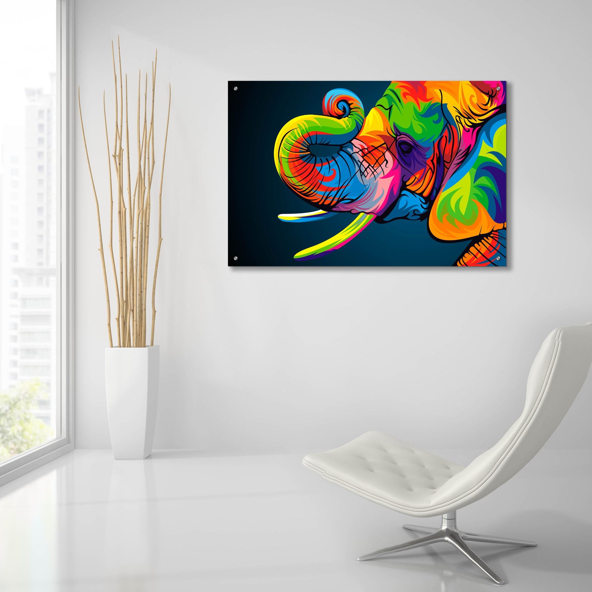 Epic Art 'Elephant' by Bob Weer, Acrylic Glass Wall Art,36x24