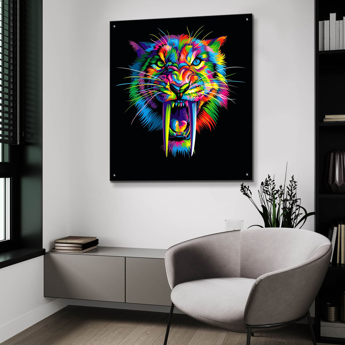 Sabertooth by Bob Weer - 36x36 acrylic wall art in a room