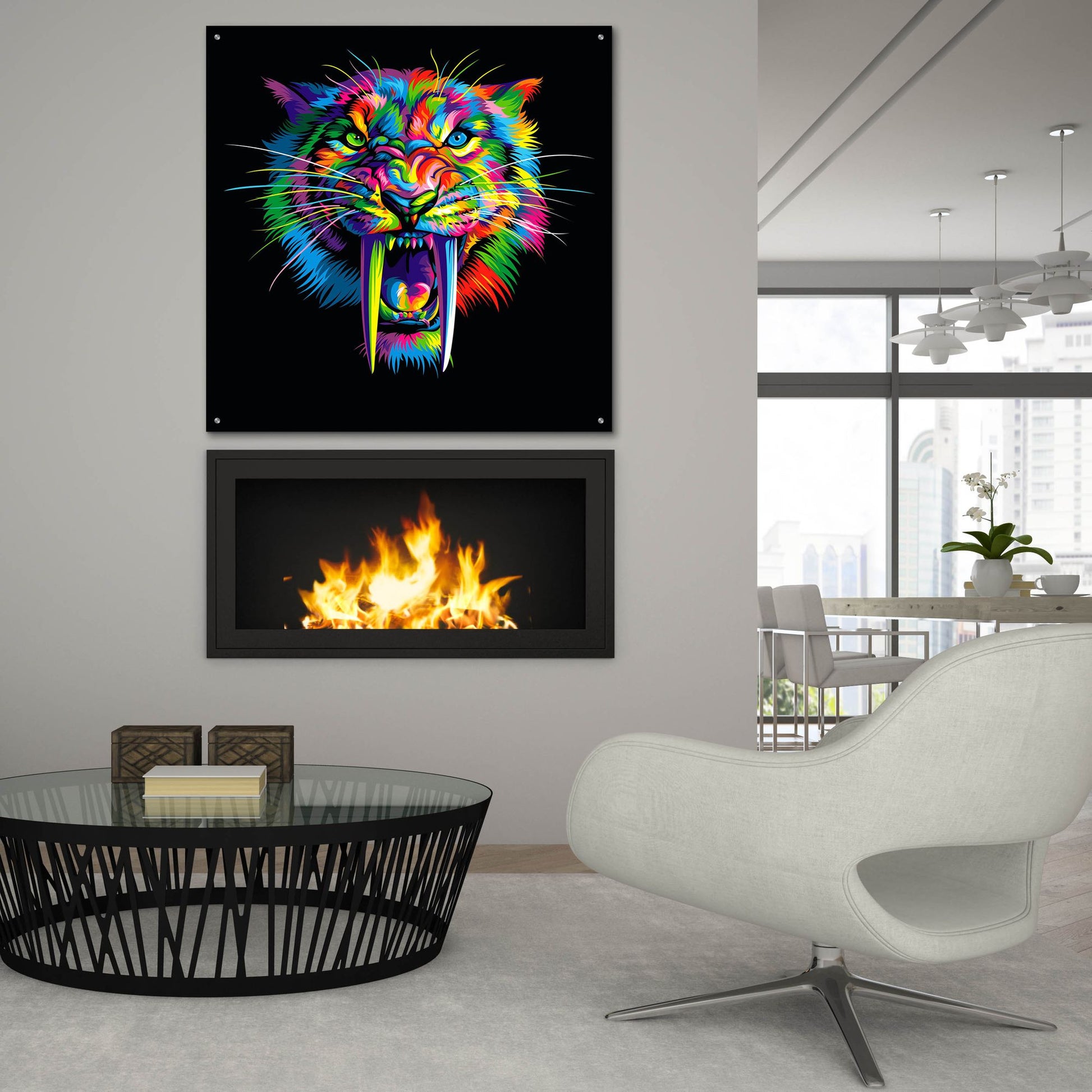 Epic Art 'Sabertooth' by Bob Weer, Acrylic Glass Wall Art,36x36