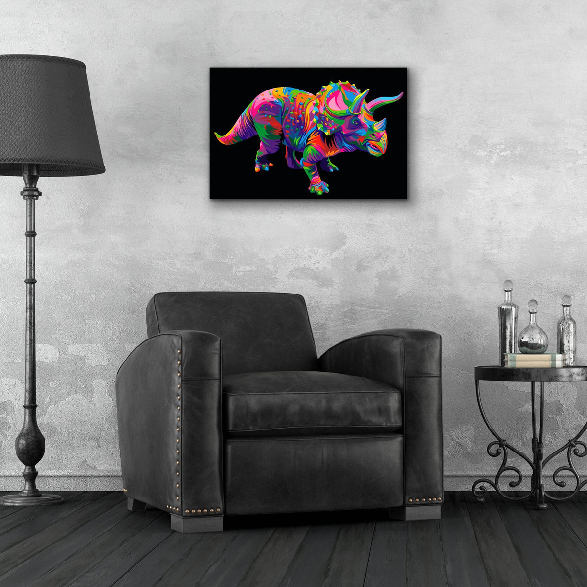 Triceratops by Bob Weer - 24x16 acrylic wall art in a room