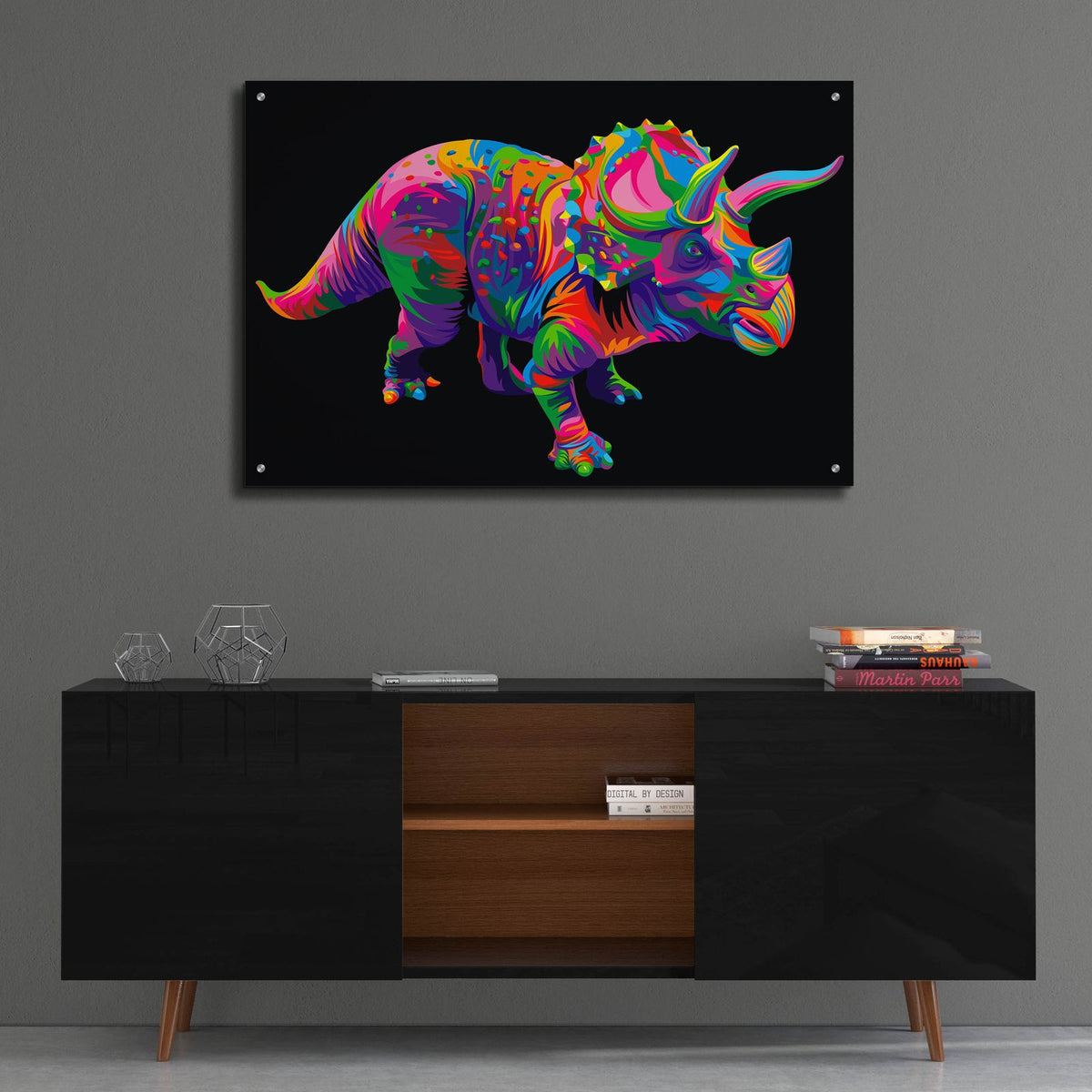 Triceratops by Bob Weer - 36x24 acrylic wall art in a room