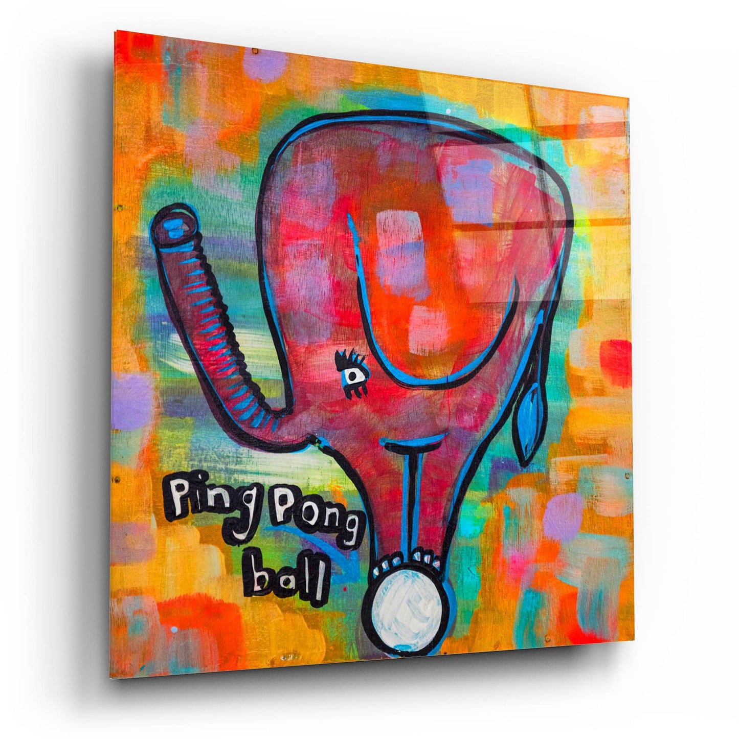 Epic Art '4331 Elephant Ping Pong Ball' by Zwart, Acrylic Glass Wall Art,12x12