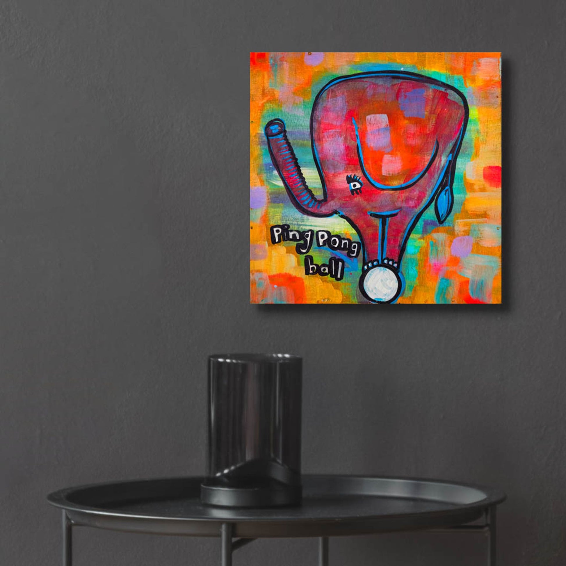 Epic Art '4331 Elephant Ping Pong Ball' by Zwart, Acrylic Glass Wall Art,12x12