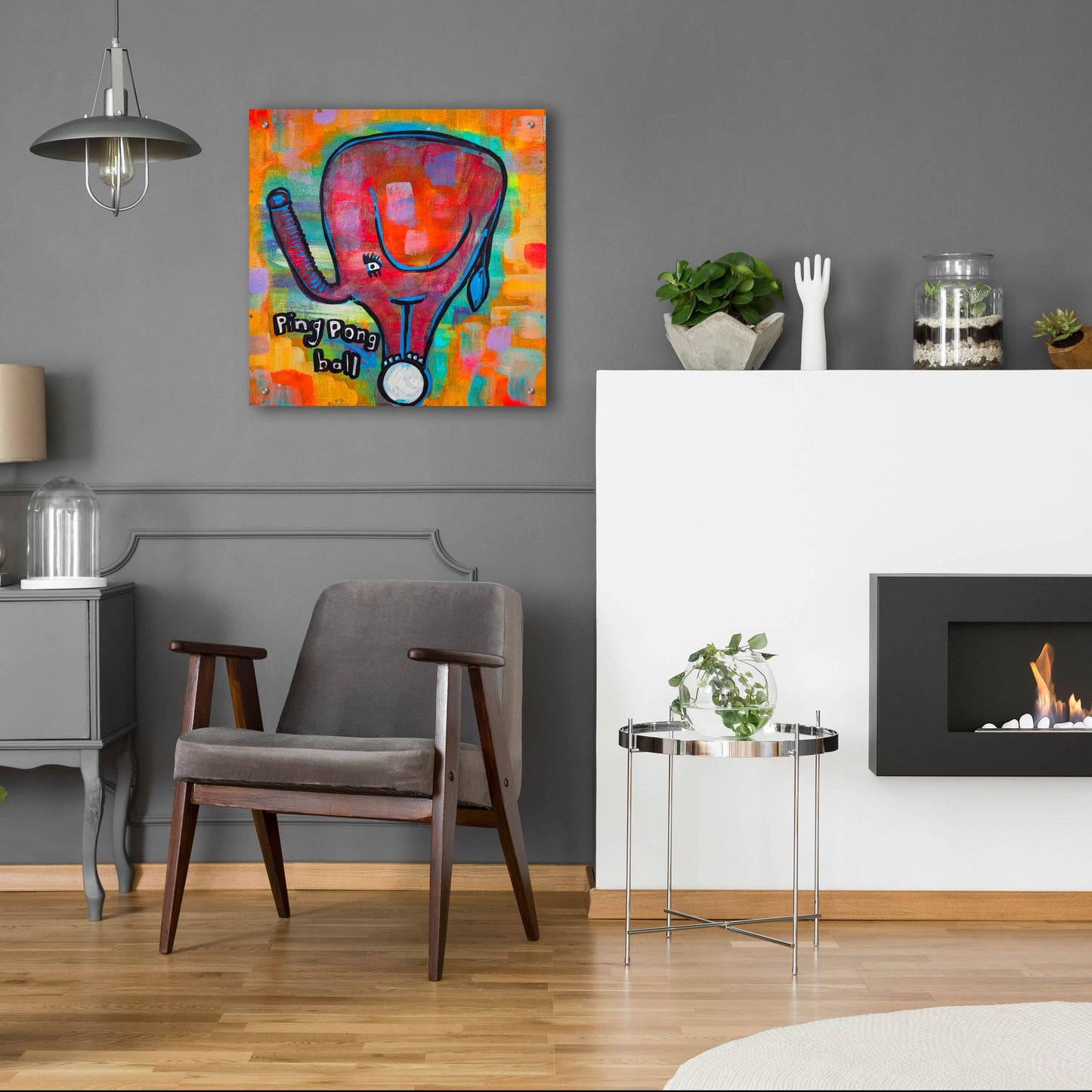 Epic Art '4331 Elephant Ping Pong Ball' by Zwart, Acrylic Glass Wall Art,24x24