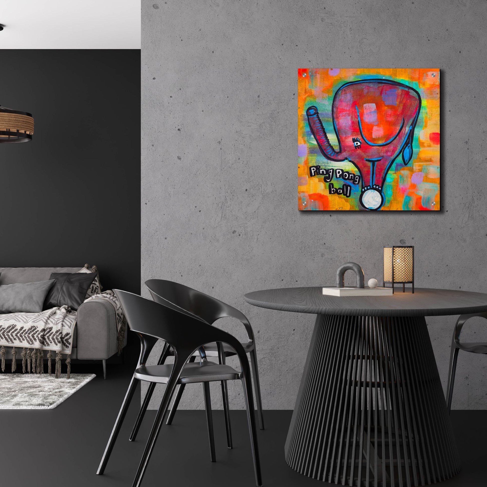 Epic Art '4331 Elephant Ping Pong Ball' by Zwart, Acrylic Glass Wall Art,24x24