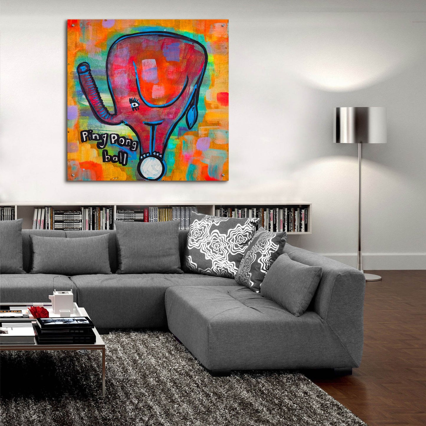 Epic Art '4331 Elephant Ping Pong Ball' by Zwart, Acrylic Glass Wall Art,36x36