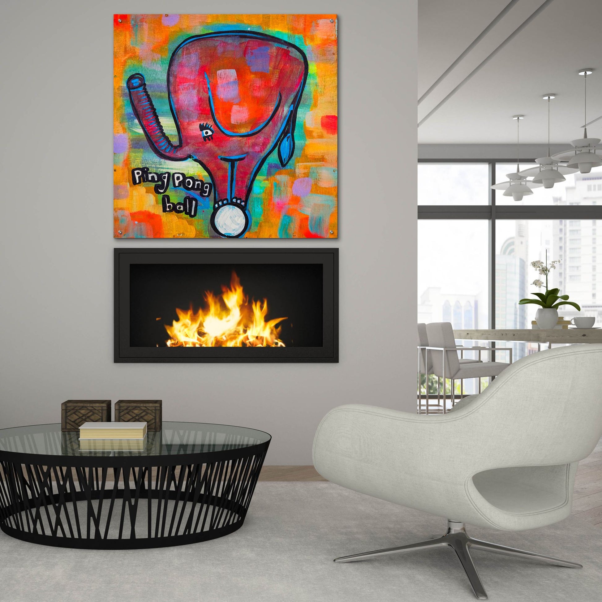 Epic Art '4331 Elephant Ping Pong Ball' by Zwart, Acrylic Glass Wall Art,36x36