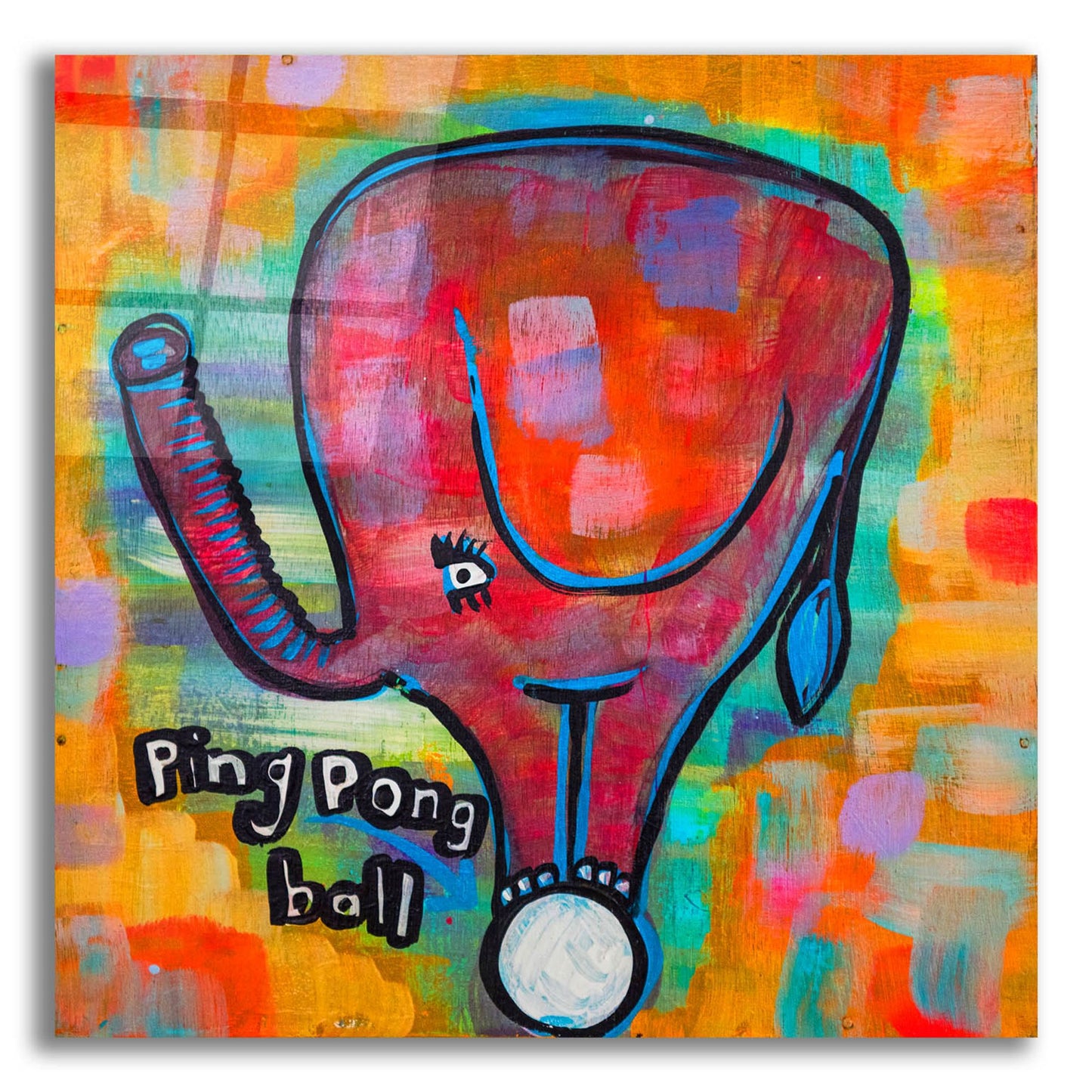 Epic Art '4331 Elephant Ping Pong Ball' by Zwart, Acrylic Glass Wall Art